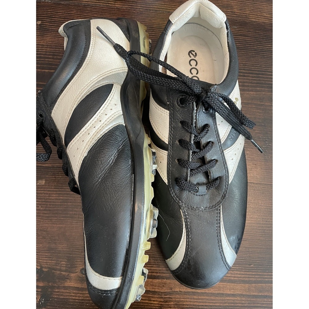 Ecco Men's Black Leather Hydromax  Soft Spike Golf Shoes EU Sz 39‎